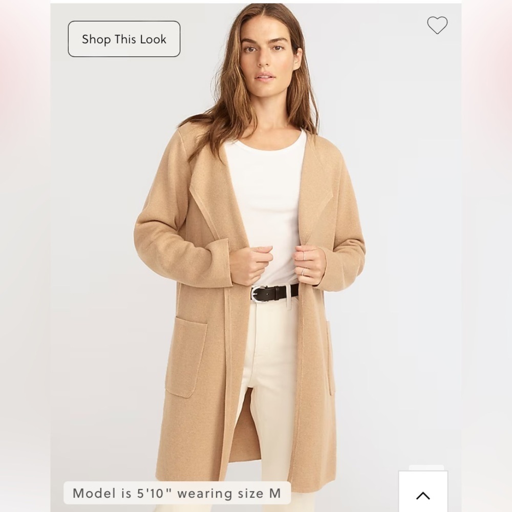 J. Crew camel colored long line wool blend cardigan sweater. Estimated Size L